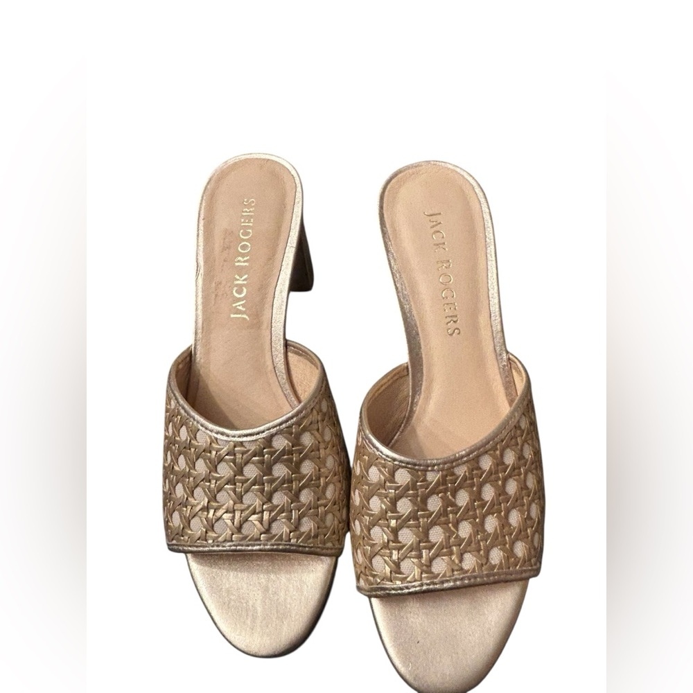 Jack Rogers Merrian Canning Women's Gold Woven Heeled Ssndals